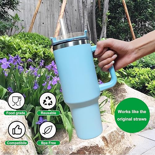 Miniatura 5 de Popote de repuesto compatible con vaso Stanley de 40 onzas y 30 onzas, paquete de 6 popotes reutilizables para vaso Stanley de 40 onzas con asa,