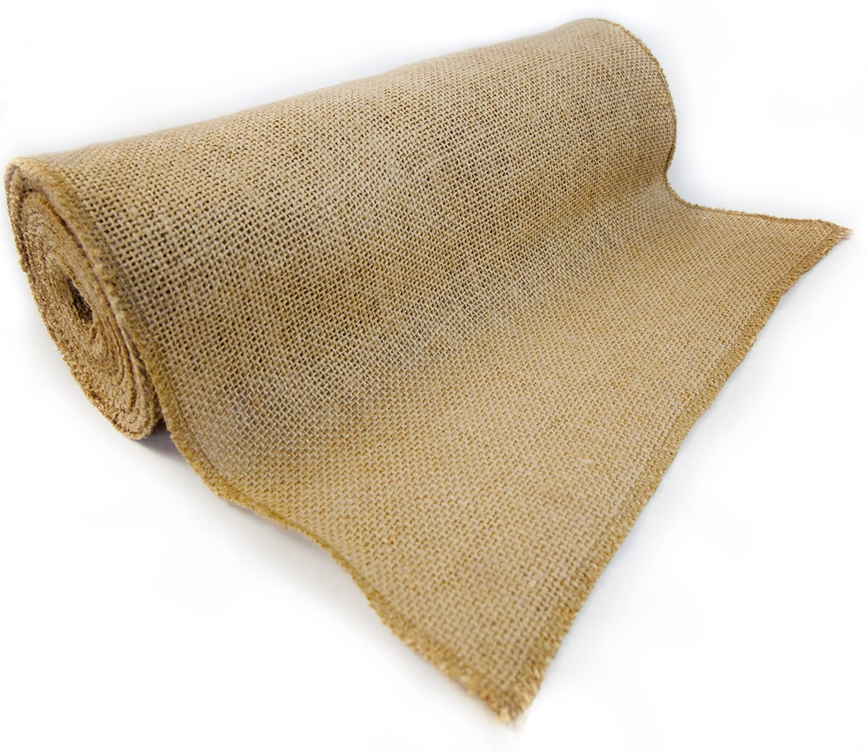14" x 10yd NO-FRAY Burlap Roll ~ 3 - 5 Table Runners ~ Natural Long Fabric with Finished Edges. Perfect for Weddings, Placemats, Crafts. Decorate Without The Mess!