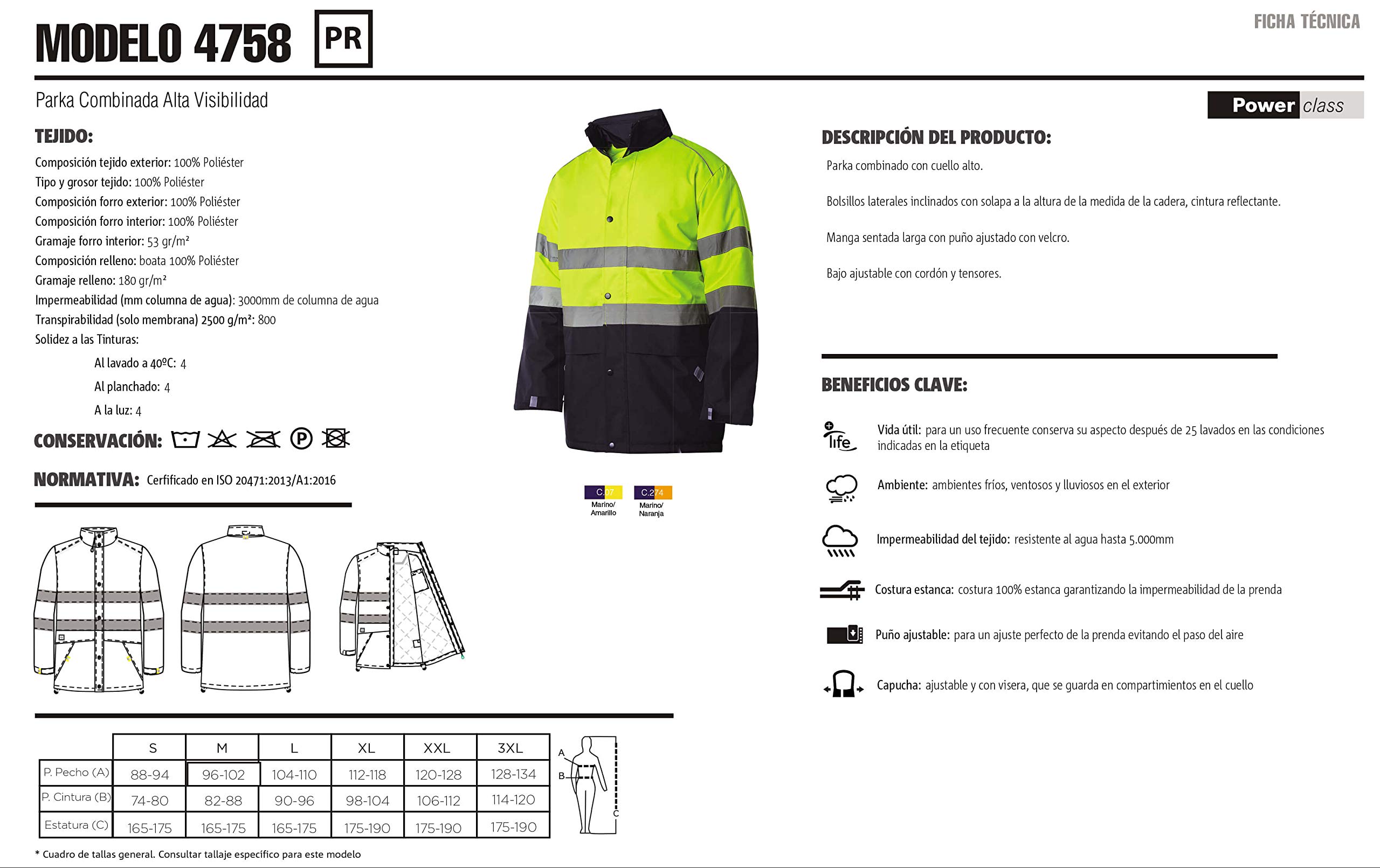 Chaqueta Reflectante De Trabajo de Hombre Alta Visibilidad Profesional. Ref: 4758