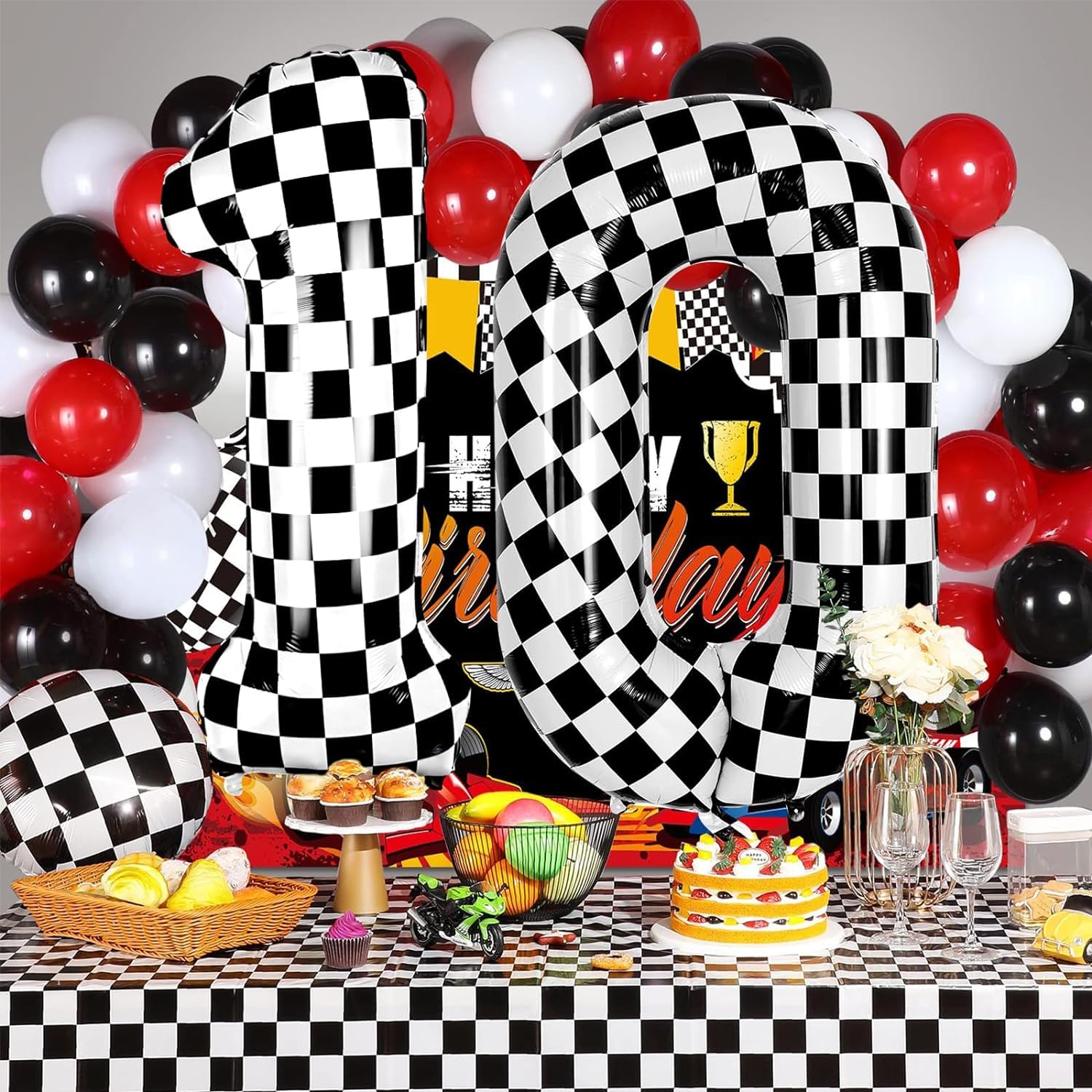Red 0 balloon 40 Inch Giant Helium Foil Number 0 to 9 Red Balloon Birthday Wedding Party Digital Decorations (Number 0) — view 621