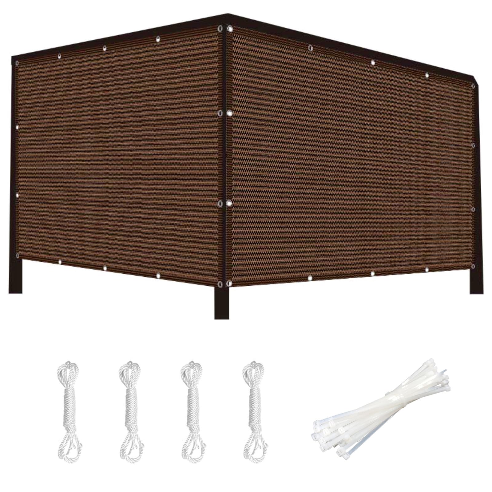 Voile d'ombrage exterieure resistante bloquant 95% UV en tissu respirant marron