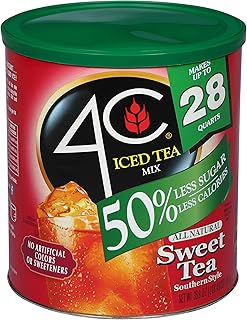 4C Reduced Sugar Powdered Drink Mix Canisters, Iced Tea, 28 Quarts, Family Sized Canister, Thirst Quenching & Refreshing Flavors (Sweet Tea, 36.9 Ounce (Pack of 1))