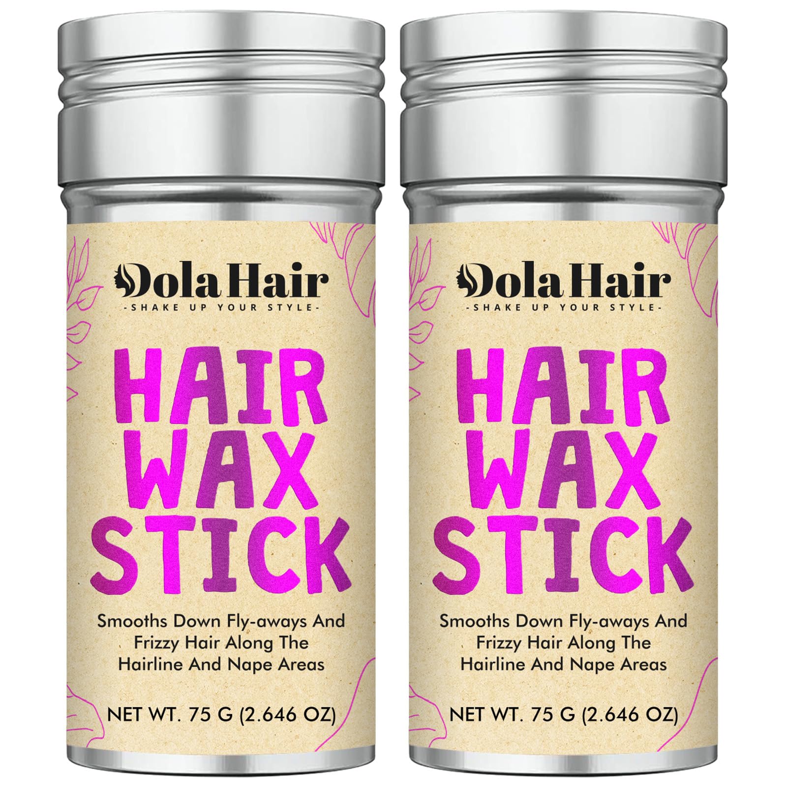 Dolahair Hair Wax Stick for Flyaway Tamer, Wig, Slick Back and Sleek Finish Styling - Non-greasy Pomade (2 Pack)