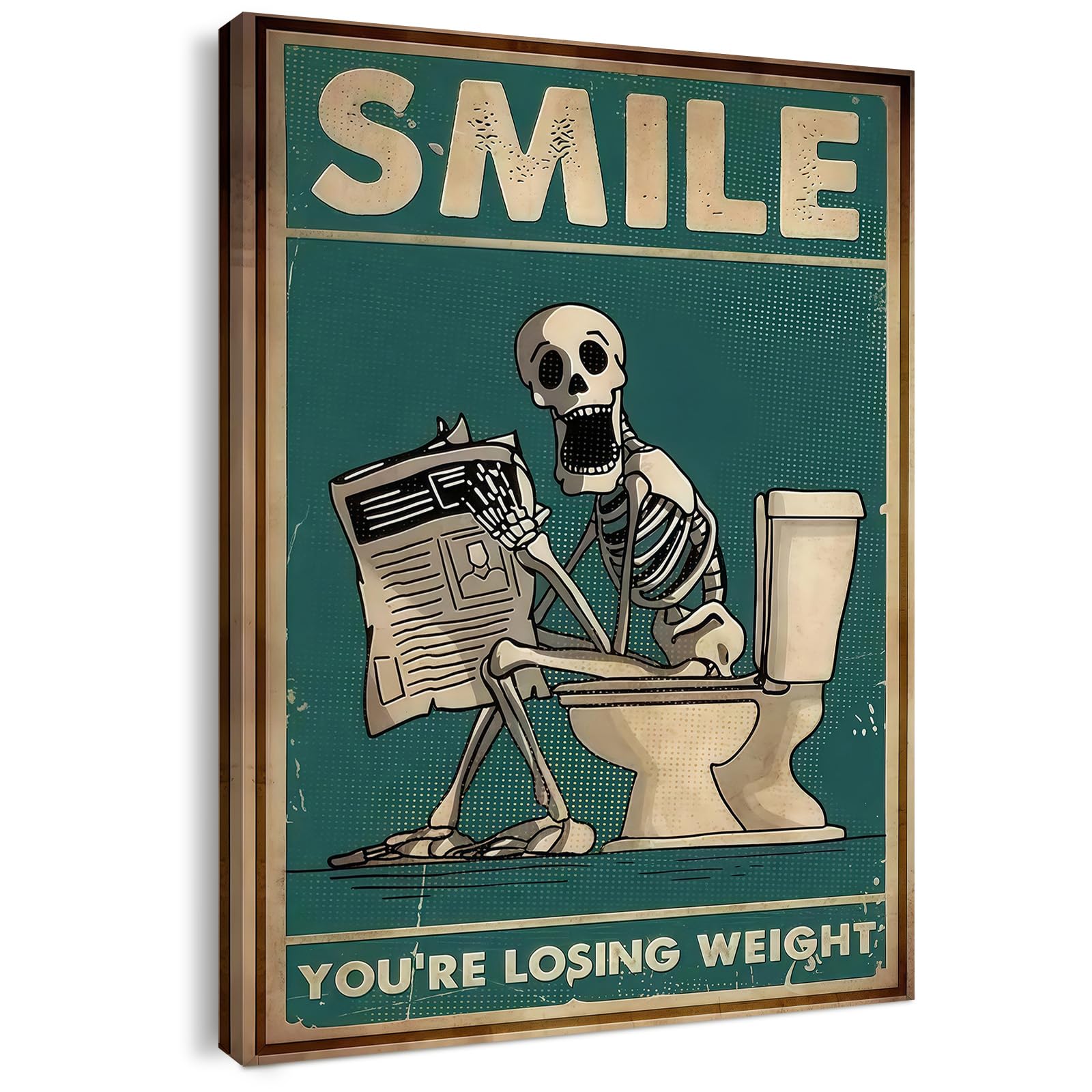 Qiukoo Funny Monkey Bathroom Wall Art – Waterproof Framed Canvas with Hanging Hooks, Toilet Wall Picture of Monkey Reading Newspaper, Humorous Bathroom or Toilet Decoration, 12 x 16 Inches — view 10