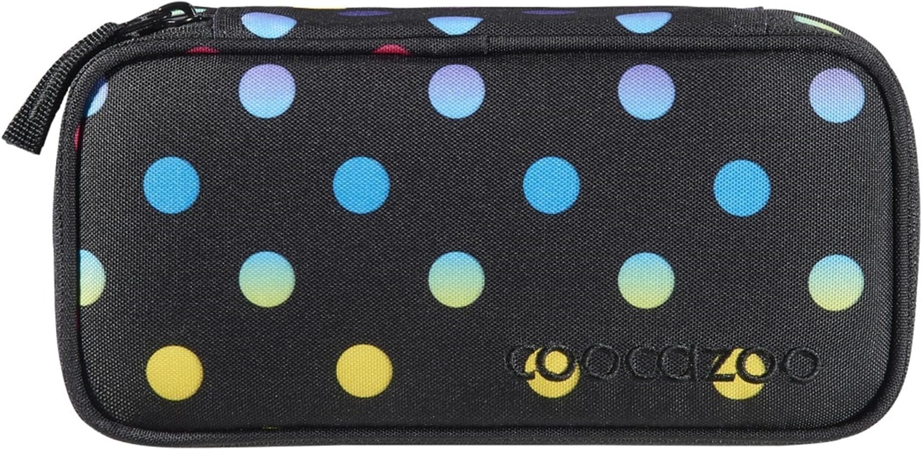 CoocazooPencil case, pencil case, compass compartment, set square compartment, timetable compartment, removable pen holder, additional zip pocket, from the 3rd grade, Magic Polka - Black