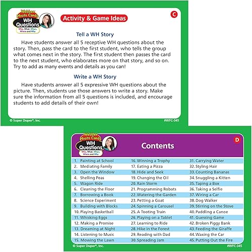 Miniatura 4 de Super Duper Publications | Webber® Photo Cards – WH Questions | Flashcards - Habilidades lingüísticas receptivas y expresivas | Recurso educativo de