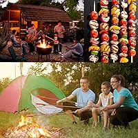 Vista 4 de Varillas de bambú extra largas de 36" para smores (150 piezas), pinchos de bambú para asar malvaviscos para fogata, pinchos de madera resistentes