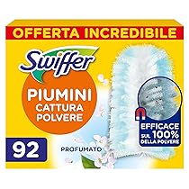 Swiffer Duster Piumini Cattura Polvere, 92 Piumini, Cattura e Intrappola Polvere e Sporco, Raggiunge I Punti più Difficili della Casa, Giga Formato
