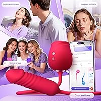 Vista 6 de Consolador vibrador juguetes sexuales para mujeres, juguete sexual MOOLIGIRL Rose con vibradores de punto G de empuje y 10 modos de succión