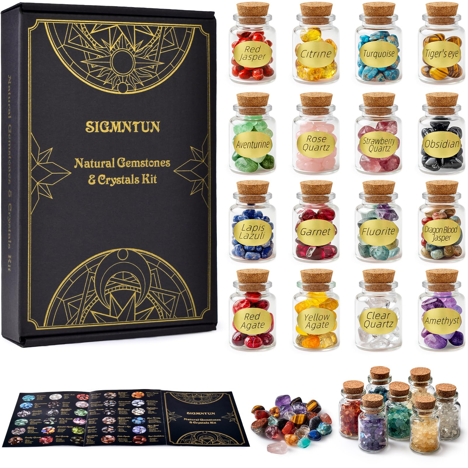 SigMntun Healing Crystals in Jars 16 PCS