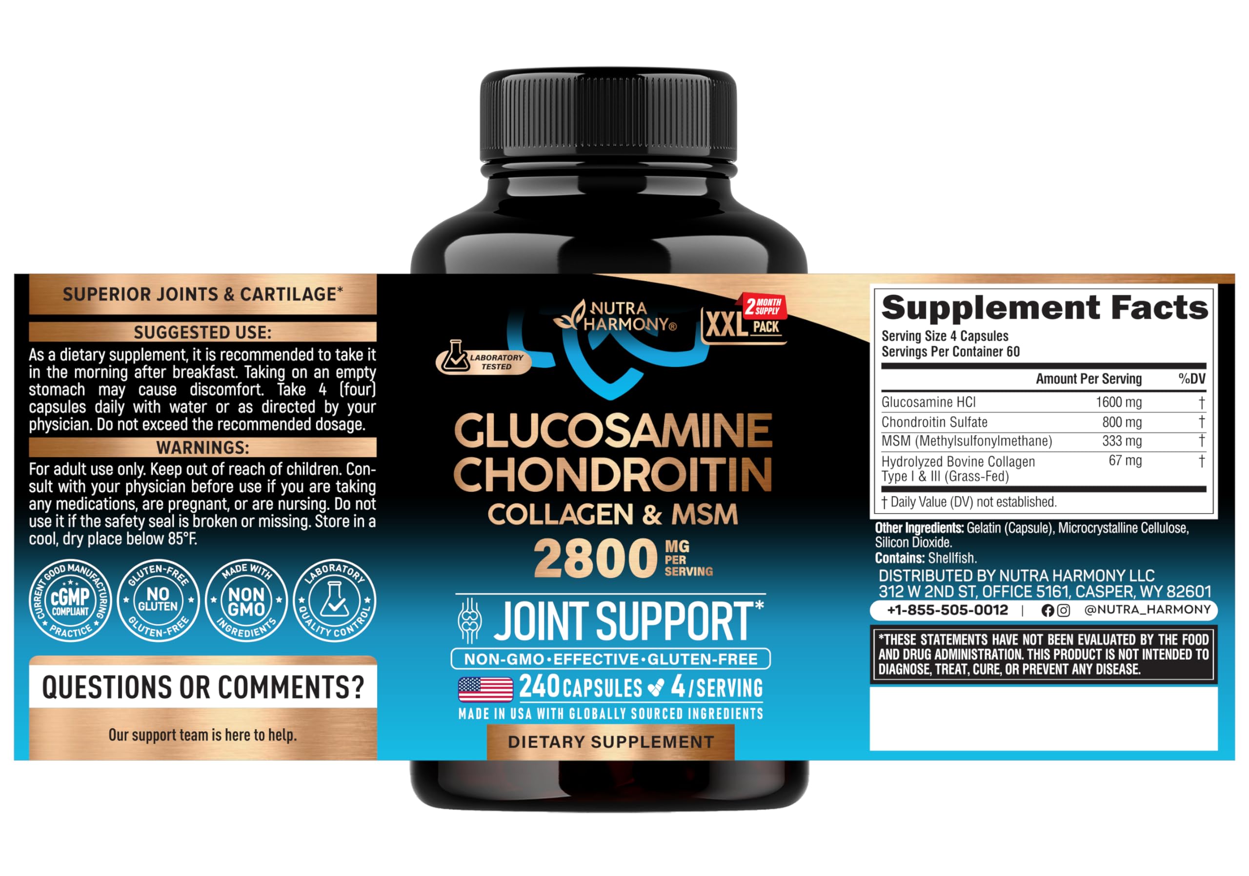 Glucosamine Chondroitin MSM Collagen - Joint Supplements 2800 mg - 240 Caps — Amazon image 2