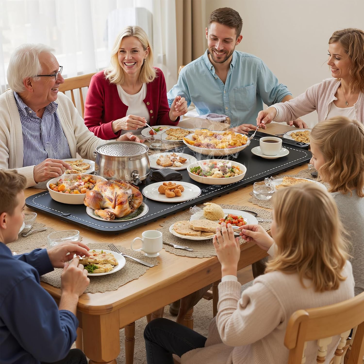 Warming Mat For Food XXL 500W Food Warming Mat 36"X16" Waterproof Graphene Warming Trays For Buffets Party Food Warmers For Parties Buffet 6 Temp 6H Chafing Dishes For Buffet Valentine Gifts