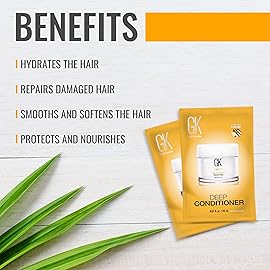 GK HAIR Deep Conditioner Hair mask For Damage Hair Pack of 2 (0.67 Fl Oz/20ml) Intense Hydrating Repair Treatment Mask for Dry Color Treated Frizzy Hair Restoration Formula with JOJOBA Seed Oils