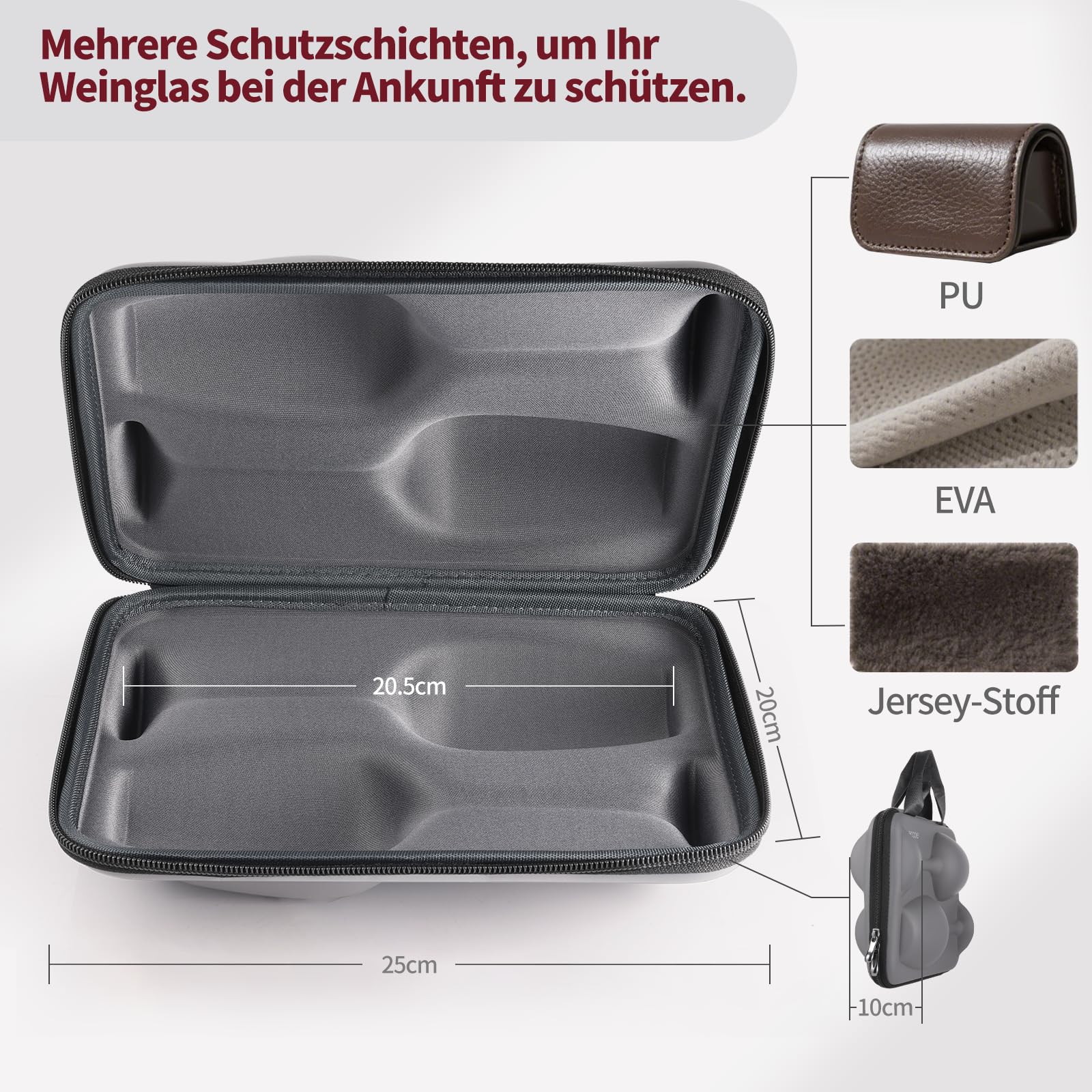 ecooe Lot de 2 verres à vin à emporter avec étui de protection et chiffon de nettoyage - Verres à vin à emporter pour les excursions à la plage, les pique-niques en plein air, cadeau pour les amateurs