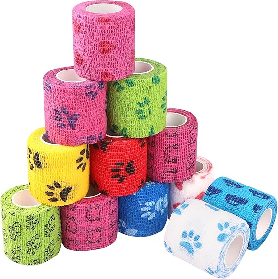 12 Pieces Vet Wrap Pet Self Adhesive Bandage Pet Cohesive Bandages Vet