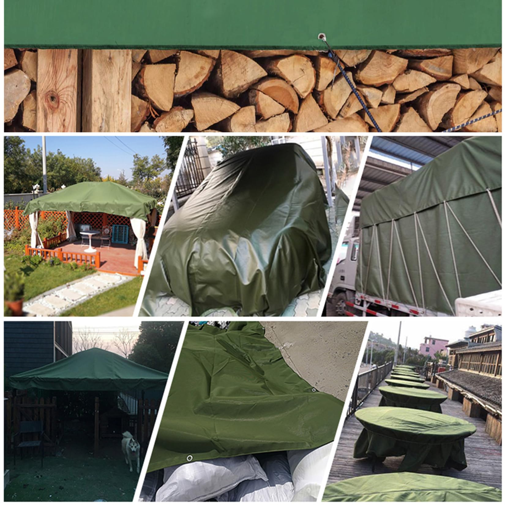 Bâche de Protection Multi-usages,2x20m 400g/m² Bois PVC bâche imperméable avec œillets Couverture de Haute densité, Résistante aux Intempéries et aux Déchirures,Grey