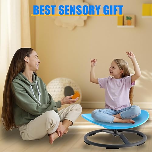 Miniatura 8 de Silla giratoria para niños autistas, silla giratoria sensorial para niños con autismo, TDAH, juguetes sensoriales para sentarse y girar para niños