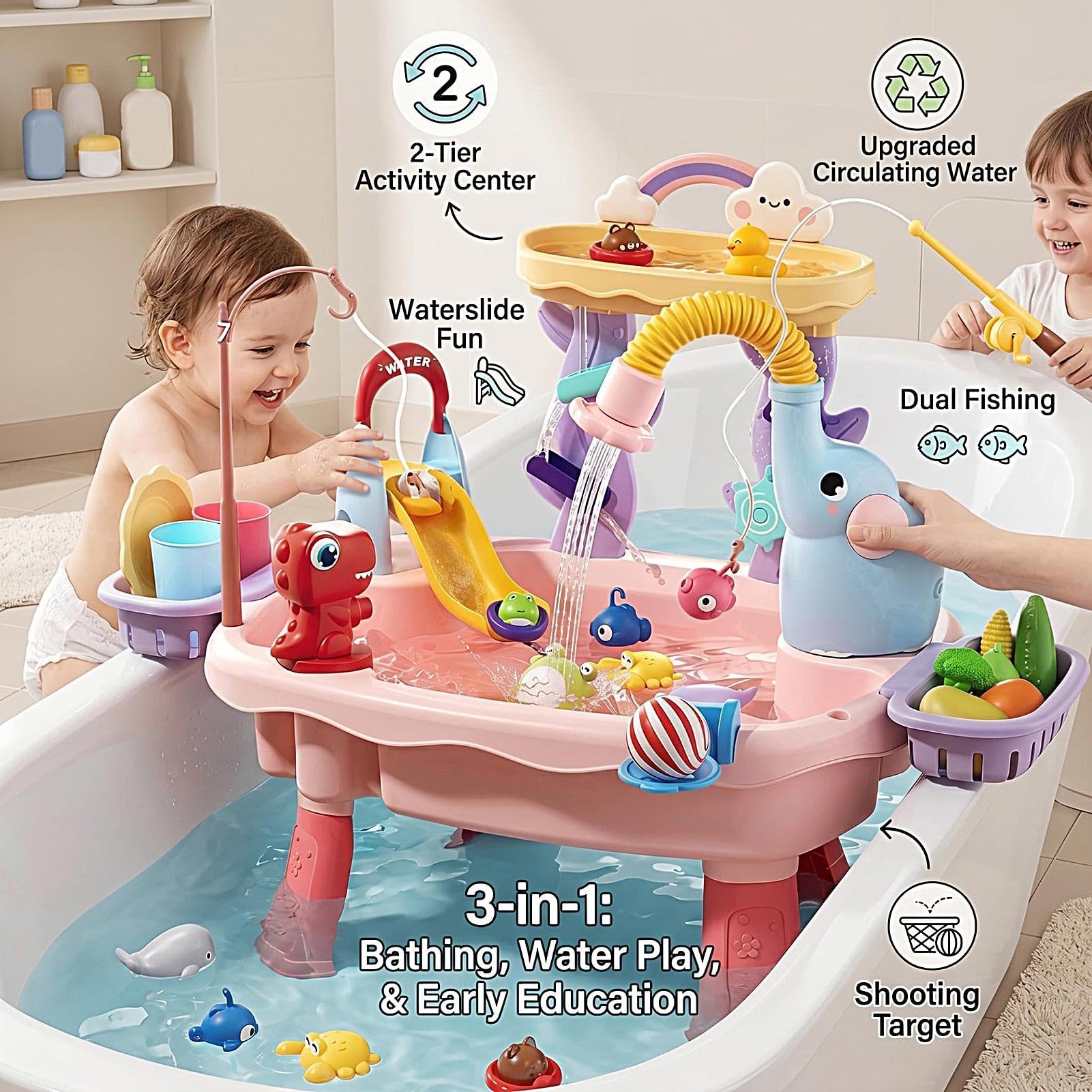 Wasserspieltisch Für Kinder Elefanten-Design Sensorikspielzeug | Outdoor-Wasserspieltisch für Hinterhof, , Park, Kita, Vorschule, Sommer, Terrasse, Camping, Innenbereich sowie und