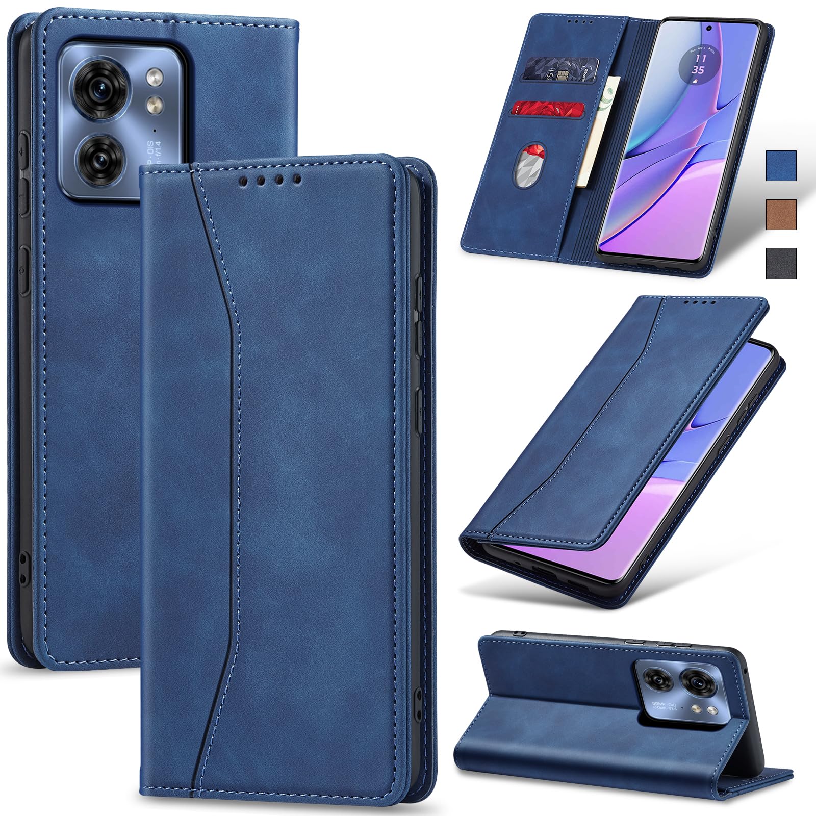 Jasonyu Case for Motorola Edge 40 Leather Wallet Flip Cover with Card Holder,Kickstand