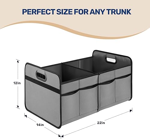 Miniatura 10 de YSSOA Organizador de maletero de automóvil con múltiples compartimentos, 600D antideslizante, impermeable, de poliéster Oxford, con correa