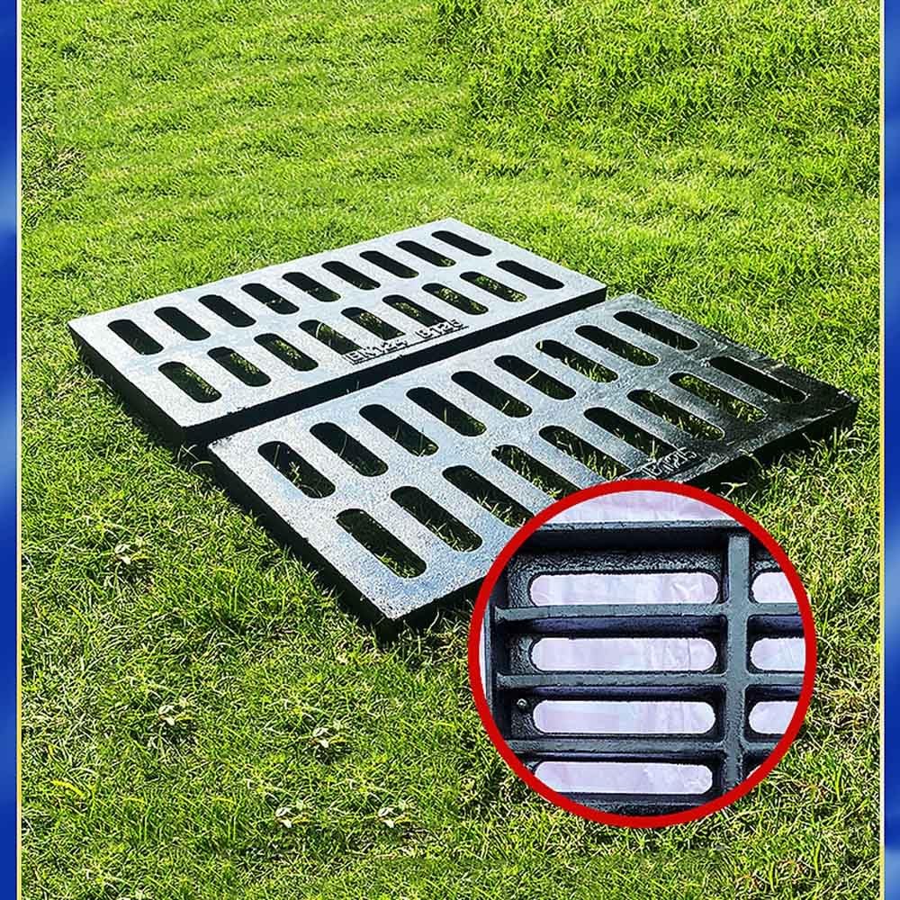 Grille De Drainage Rectangulaire 20x50cm en Fonte, Couvercle De Tranchée 30mm Épaisseur pour Garage