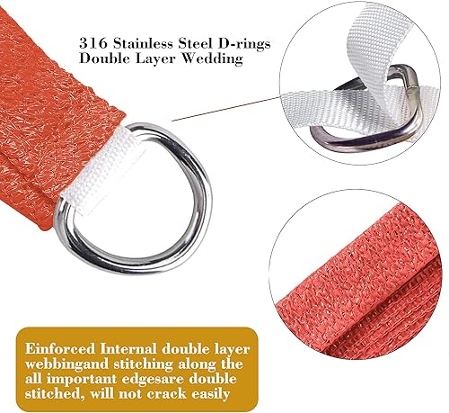 Miniatura 5 de Toldo de vela triangular derecho rojo de 12 x 12 x 17 pies, toldo de tela duradera con bloqueo UV, hacemos pedidos personalizados