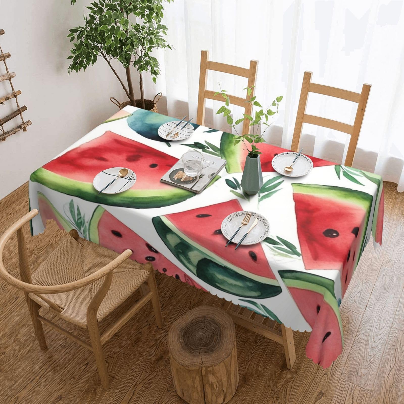 Nappe lavable en machine anti-tache et imperméable motif pastèque
