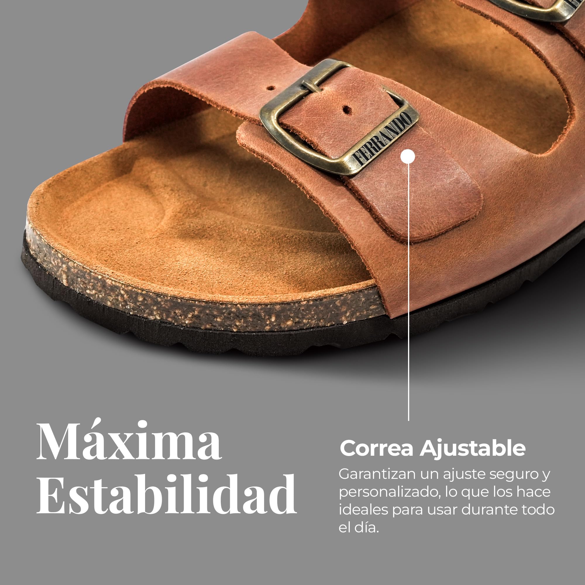 Sandalias Hombre Piel Anchas Anatómicas Chanclas Cómodas Corcho Natural Verano Transpirables Antideslizantes Zueco Mules Piscina Pantunflas Playa Hebillas Ajustables Sin Níquel Fabricadas en España