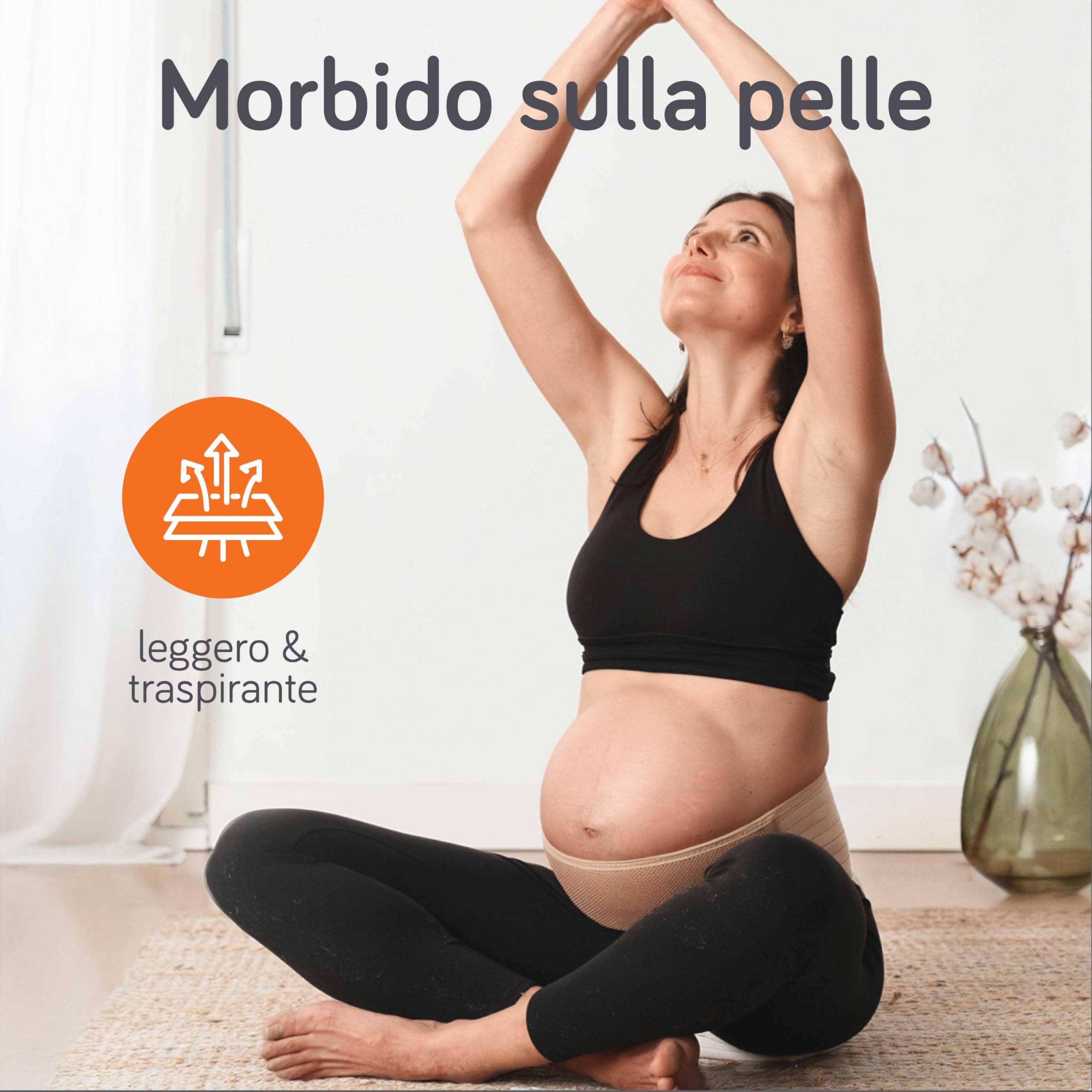 Baby Uma Pancera Gravidanza Fascia Gravidanza Donna, Leggera e Traspirante, Pancera Gravidanza con Chiusura Velcro Regolabile, Supporto Pancia e Schiena Confortevole (M/L)