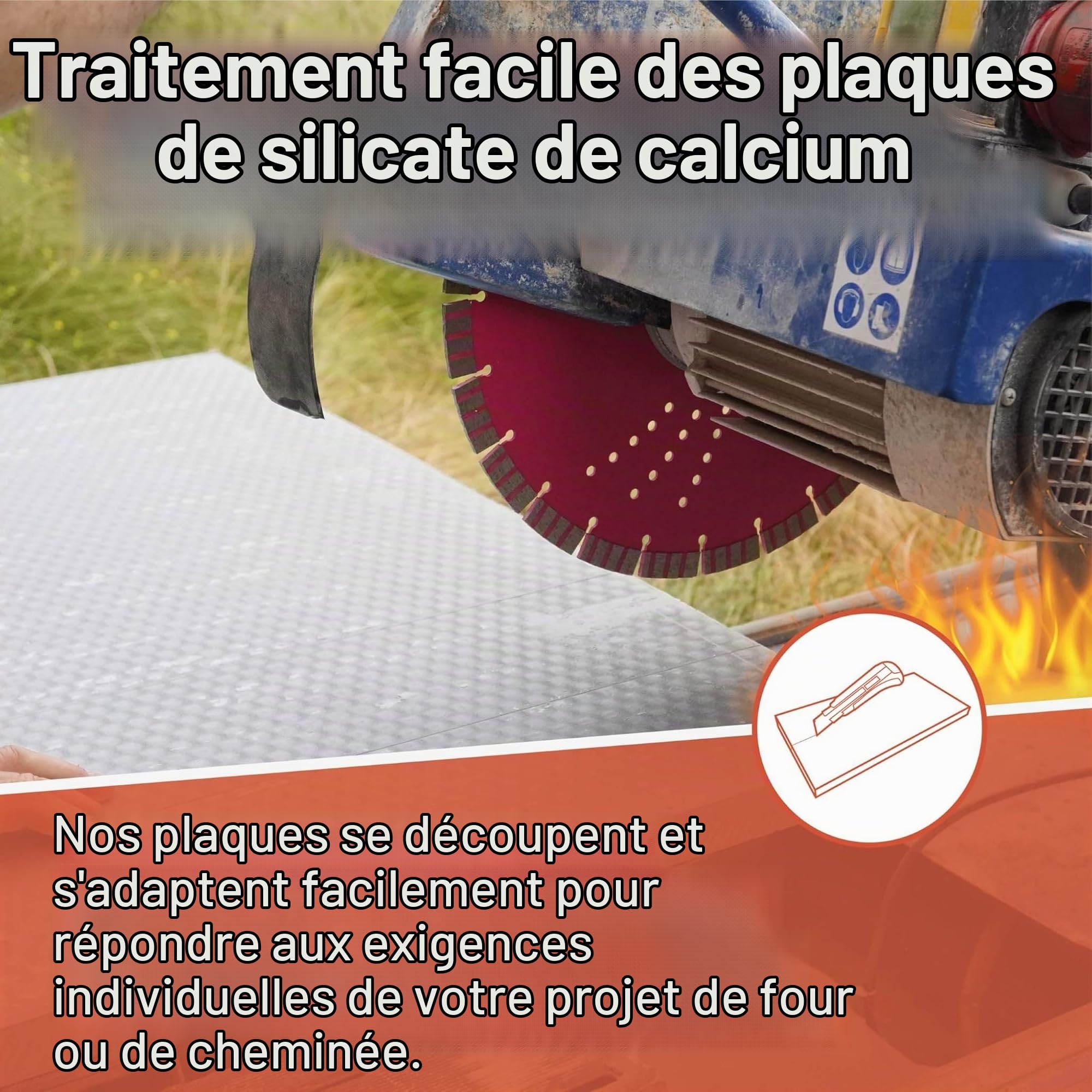 Ignifuge 123 – Lot de 3 plaques isolantes pour poêles et cheminées, plaque climatique CaSi à faible conductivité thermique, résistant à la chaleur jusqu'à 1 000 °C (500 x 300 x 20 mm)
