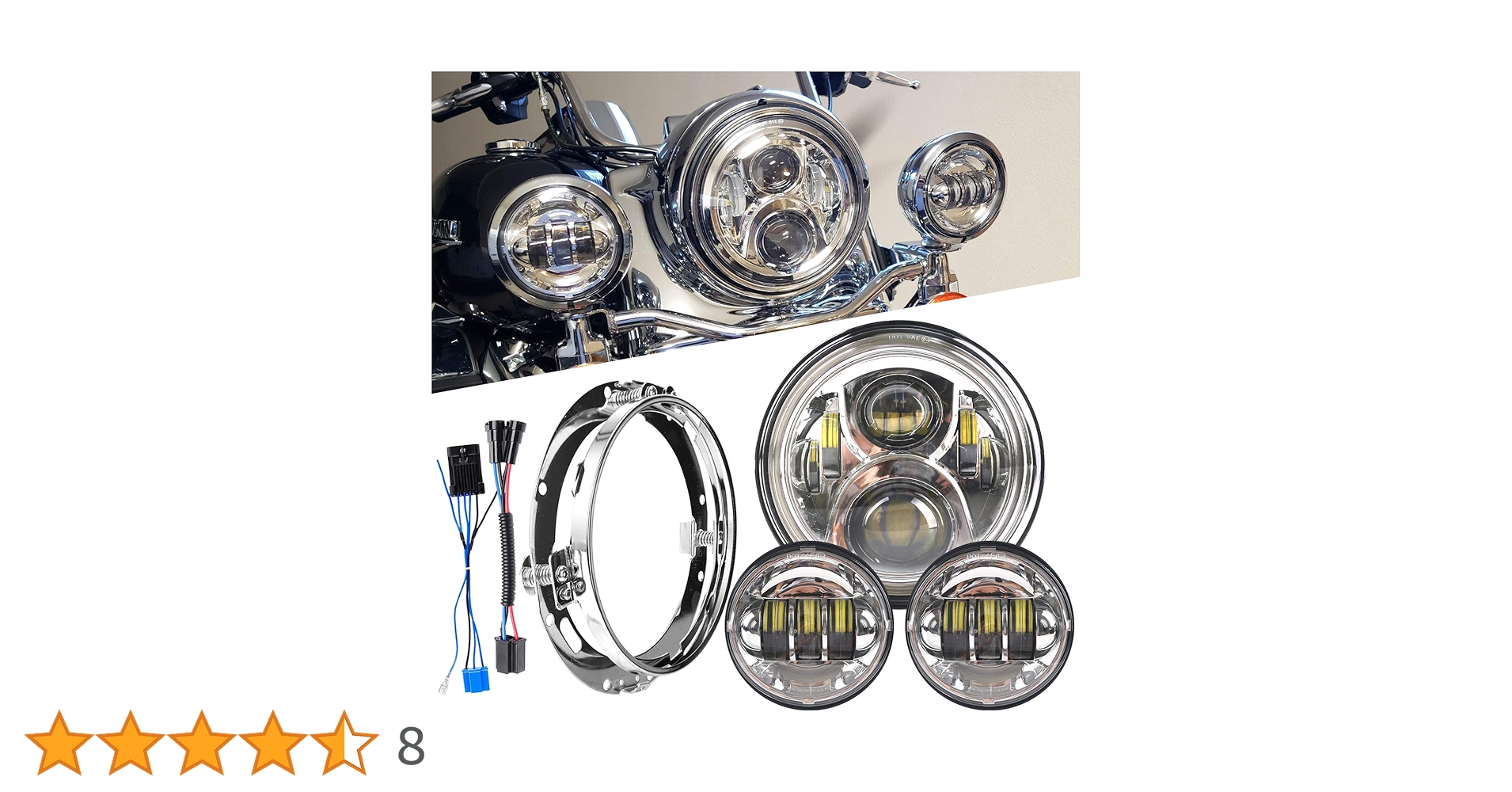 Amazon | オートバイ 7インチLEDヘッドライト、4.5インチフォグライト