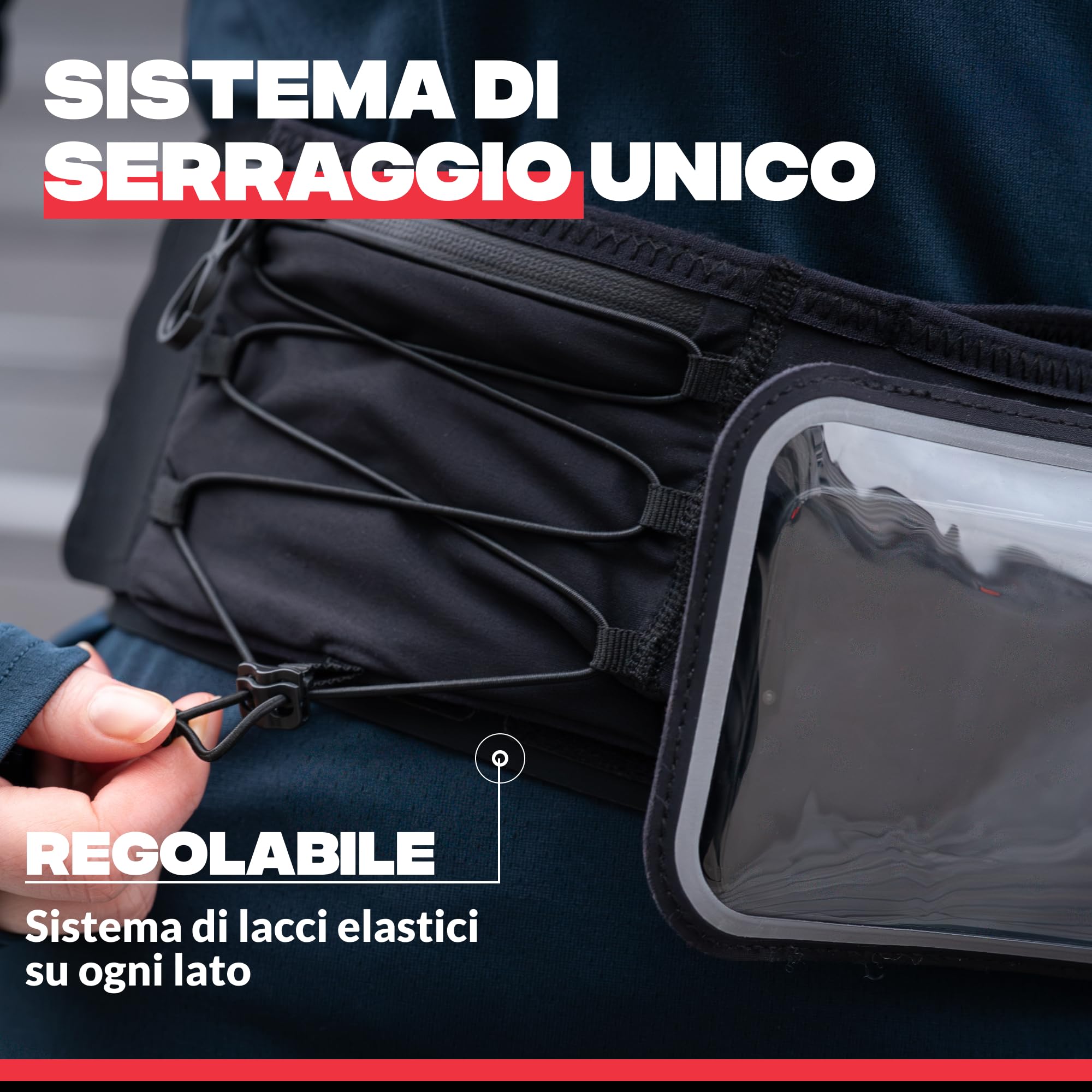 SHAPEHEART Innovazione francese, Cintura magnetica sportiva per telefono , Supporto cellulare Impermeabile con tasca magnetica | Per ogni Telefono | Sistema anti-risalita | 3 tasche | Touchscreen | Aggancio e sgancio rapido | Regolabile | Unisex