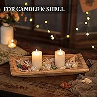 Vista 8 de Hanobe Cuenco decorativo de madera para masa: centro de mesa de madera largo, decoración de mesa con portavelas natural, bandeja decorativa rústica