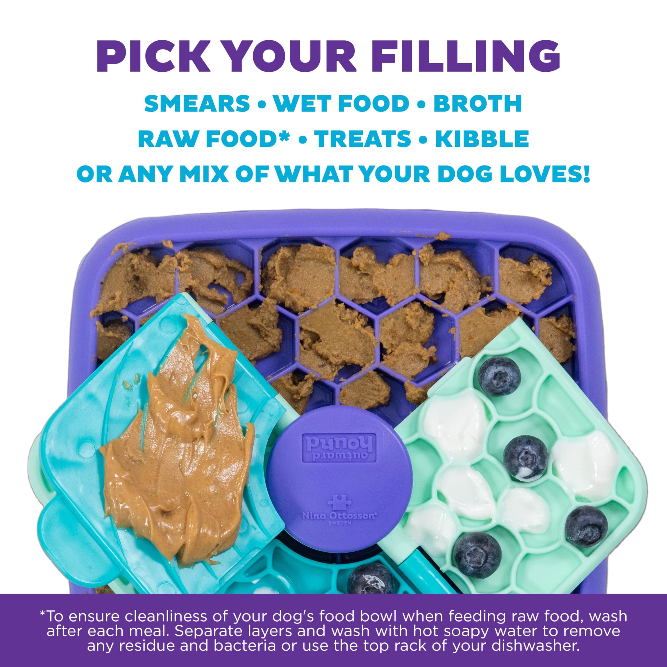 Outward Hound by Nina Ottosson Lick N’ Flip 3-in-1 Interactive Dog Puzzle Toy, Lick Mat & Slow Feeder – Calming Enrichment for Small & Medium Dogs, Holds 1 Cup of Wet of Dry Food, 7.4 in x 7.4 in - image 6