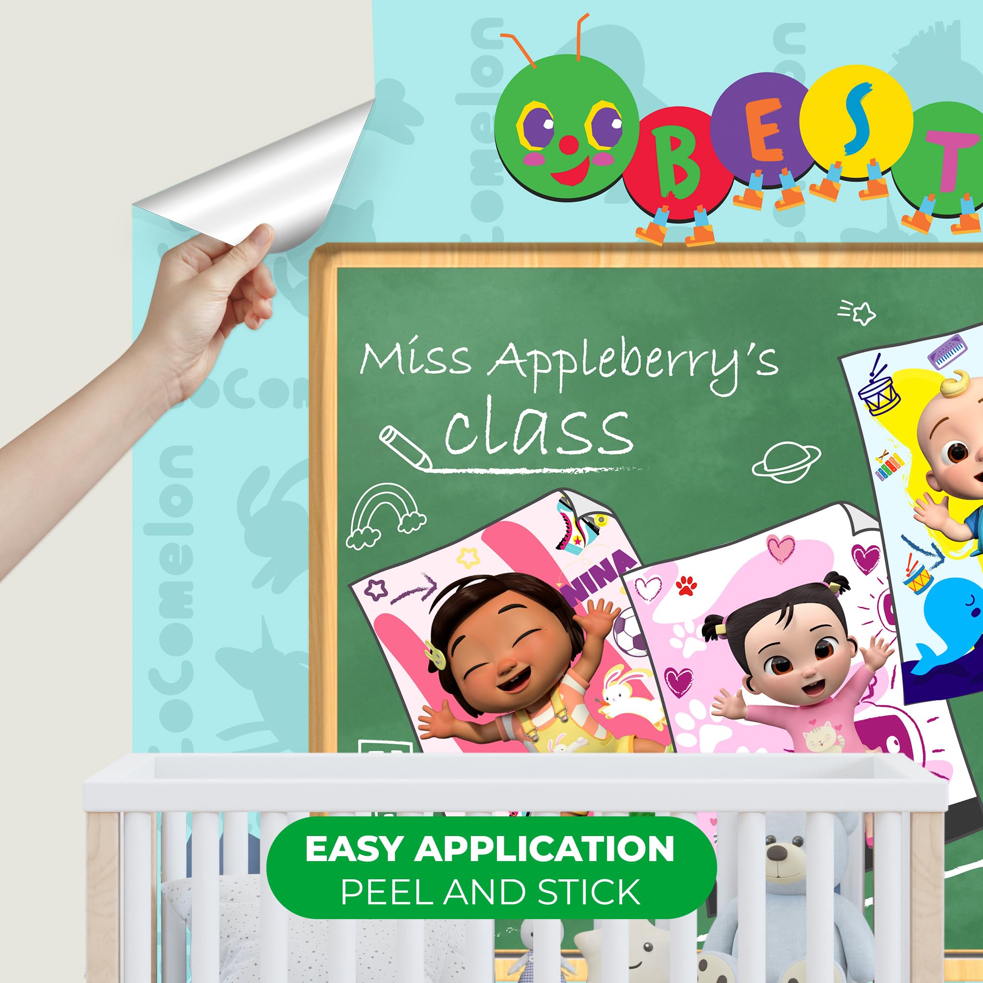 EGD CoComelon Peel and Stick Wallpaper | CoComelon Kids Wall Decor | Cocomelon Decorations for Boy & Girl | Cocomelon Room Decor | Cocomelon Birthday Party Supplies (8 Panels of Wide 24