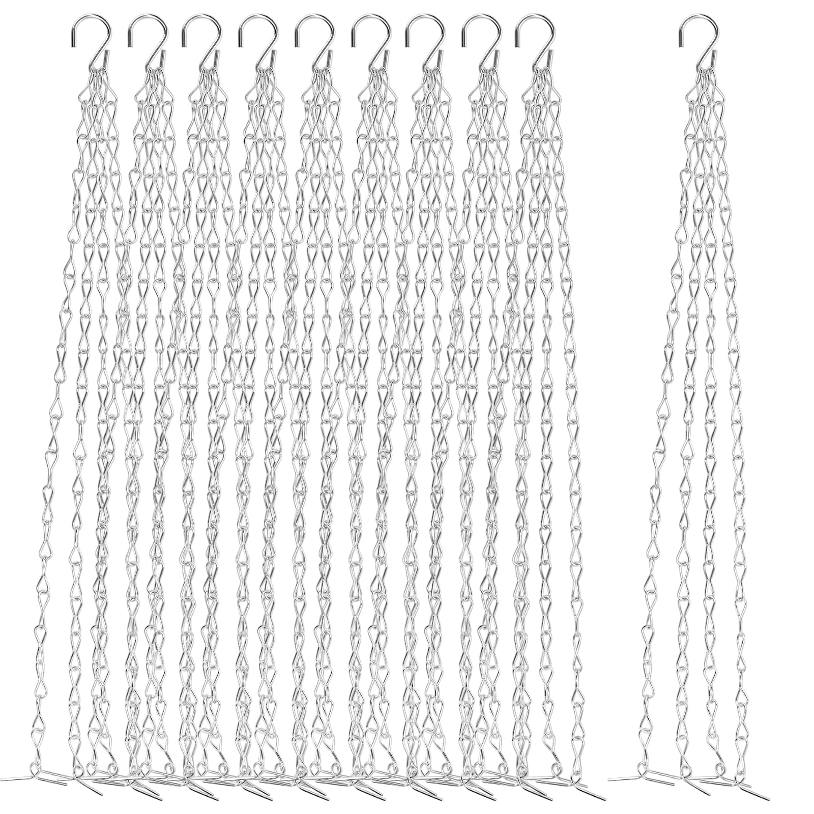 MAKTSAM 10 PCS Gardening Hanging Basket Chains, 16 Inch 4-Point Chains, Multi-Purpose Plant Container Accessories for Flower Pots and Baskets