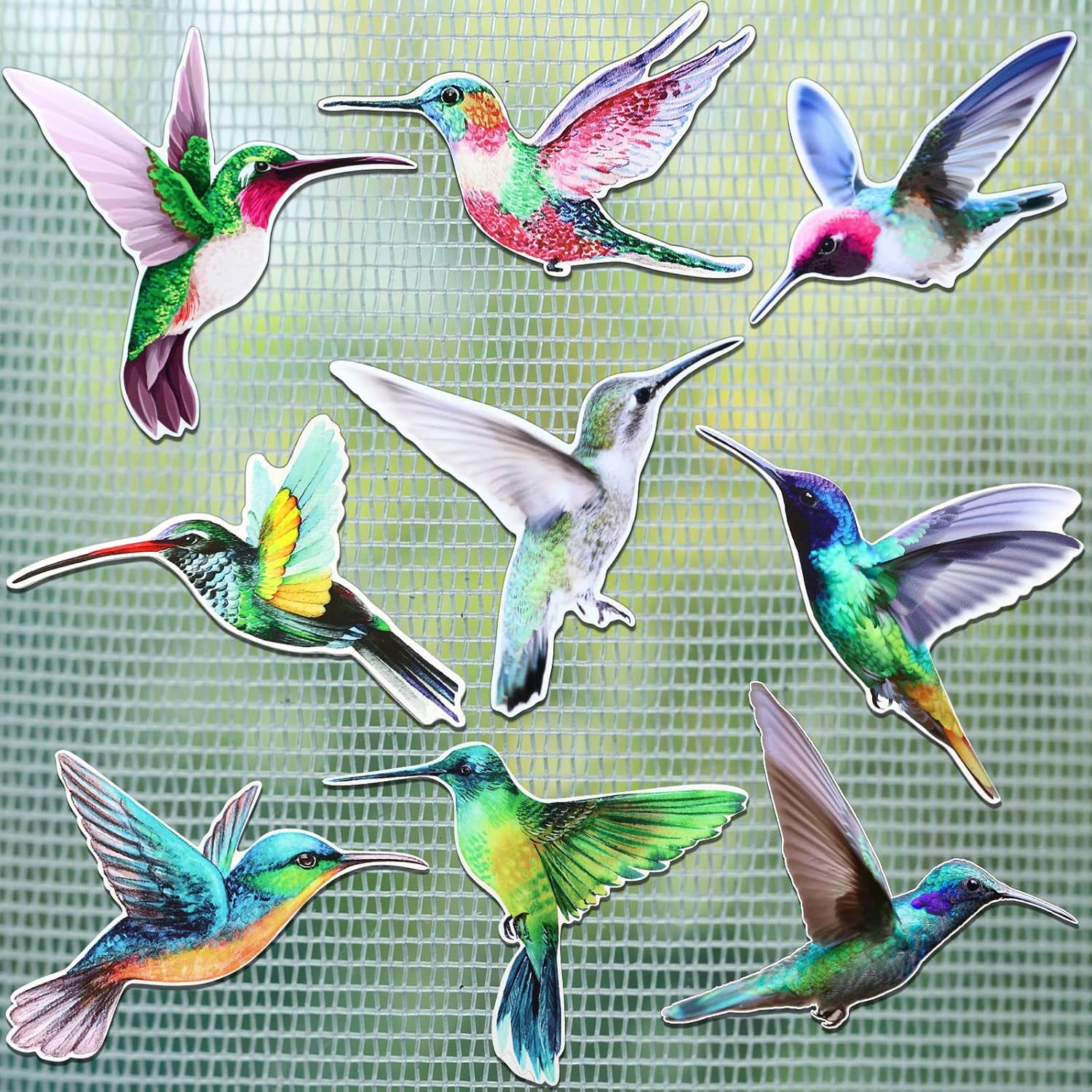 18 Pieces Humming Bird Screen Door Decorative Flexible Double