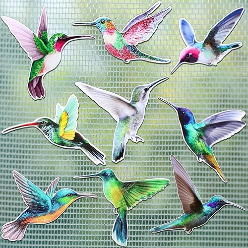 18 piezas de imanes de puerta de colibrí, pantalla de doble cara, adhesivos decorativos para ventanas, calcomanías magnéticas de colibrí para