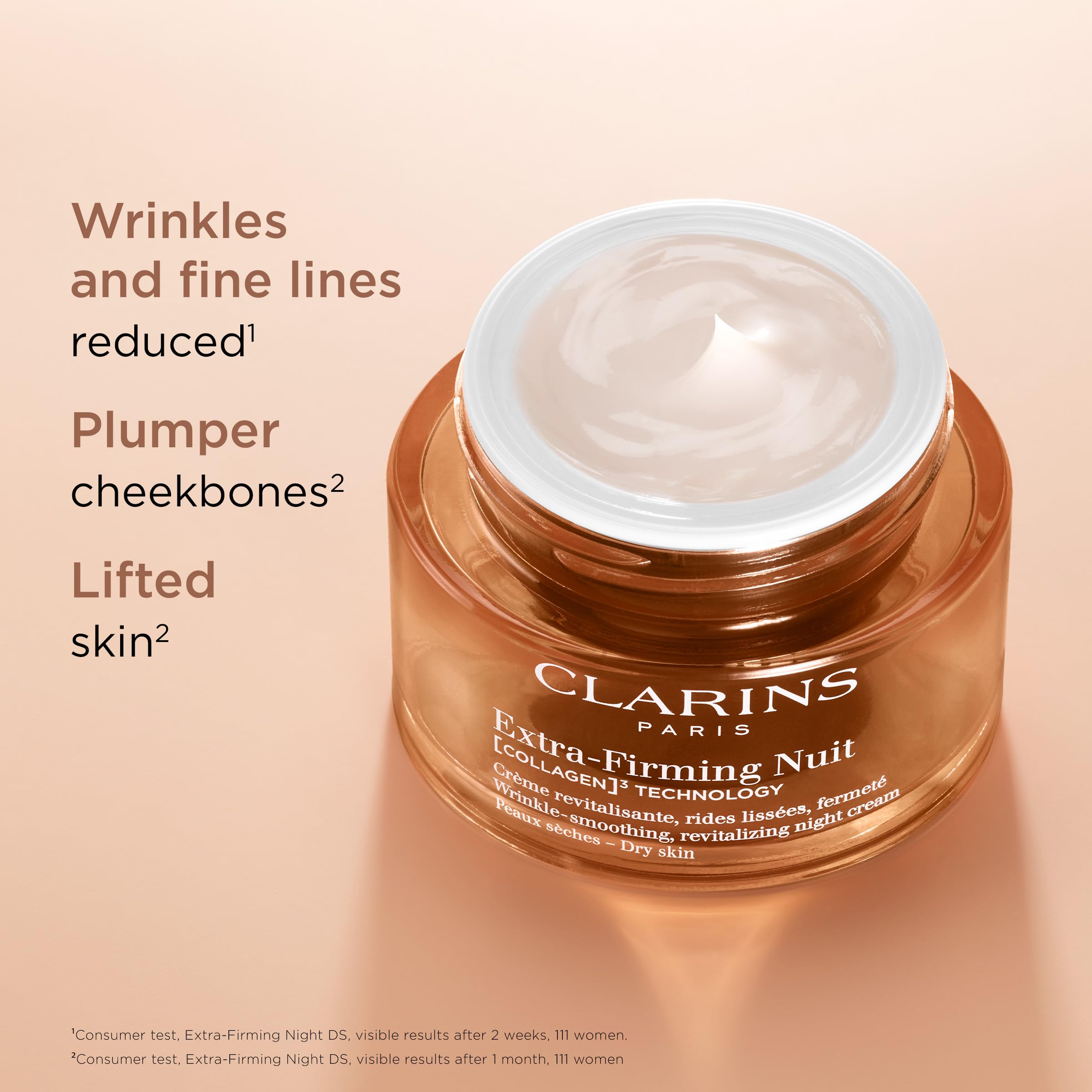 Clarins NEW Extra-Firming Night Moisturizer | Firming and Renewing Anti Aging Night Cream | Contains Collagen Polypeptide, Avocado Peptides, Shea Butter & Niacinamide | Refillable | Dry Skin Type
