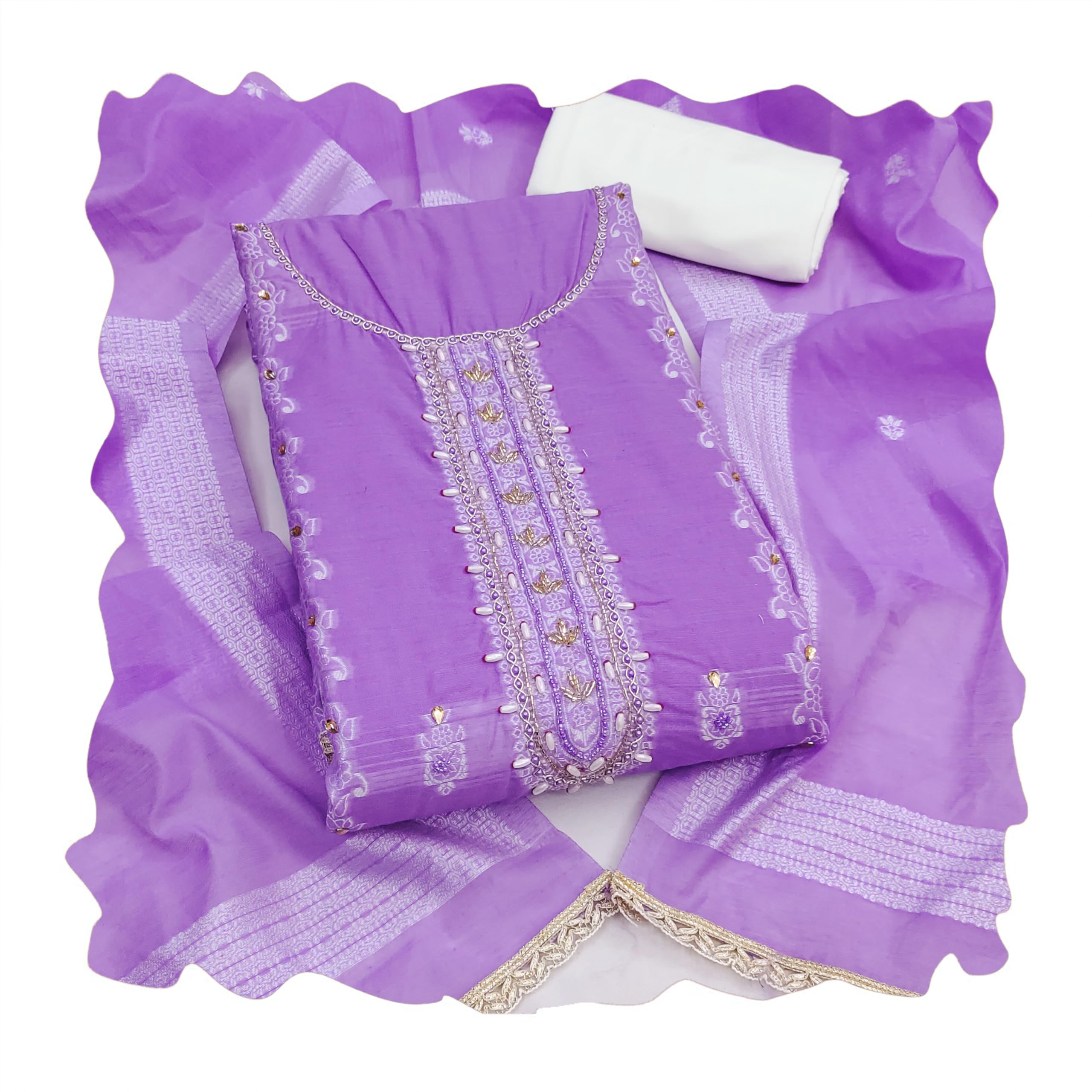 Women'S Purple Unstitched Heavy Weaving Daimond And Fancy Border Roman Banarasi Cotton Silk Dress Material (MSMFC11666E)-image-46