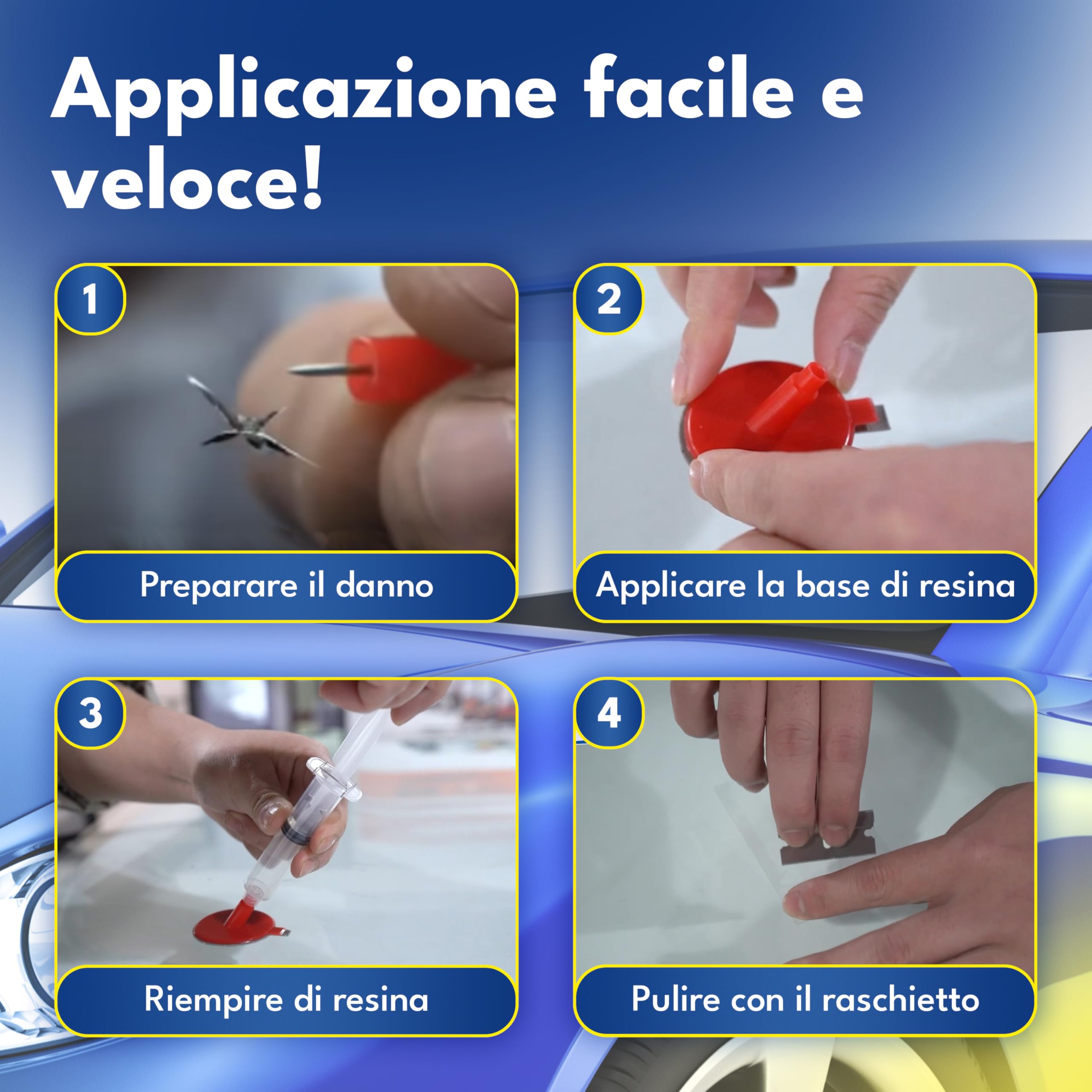 ATG® Kit riparazione parabrezza auto – Resina riparazione vetro auto per crepe e scheggiature | Ripara parabrezza auto | Soluzione rapida per danni da impatto