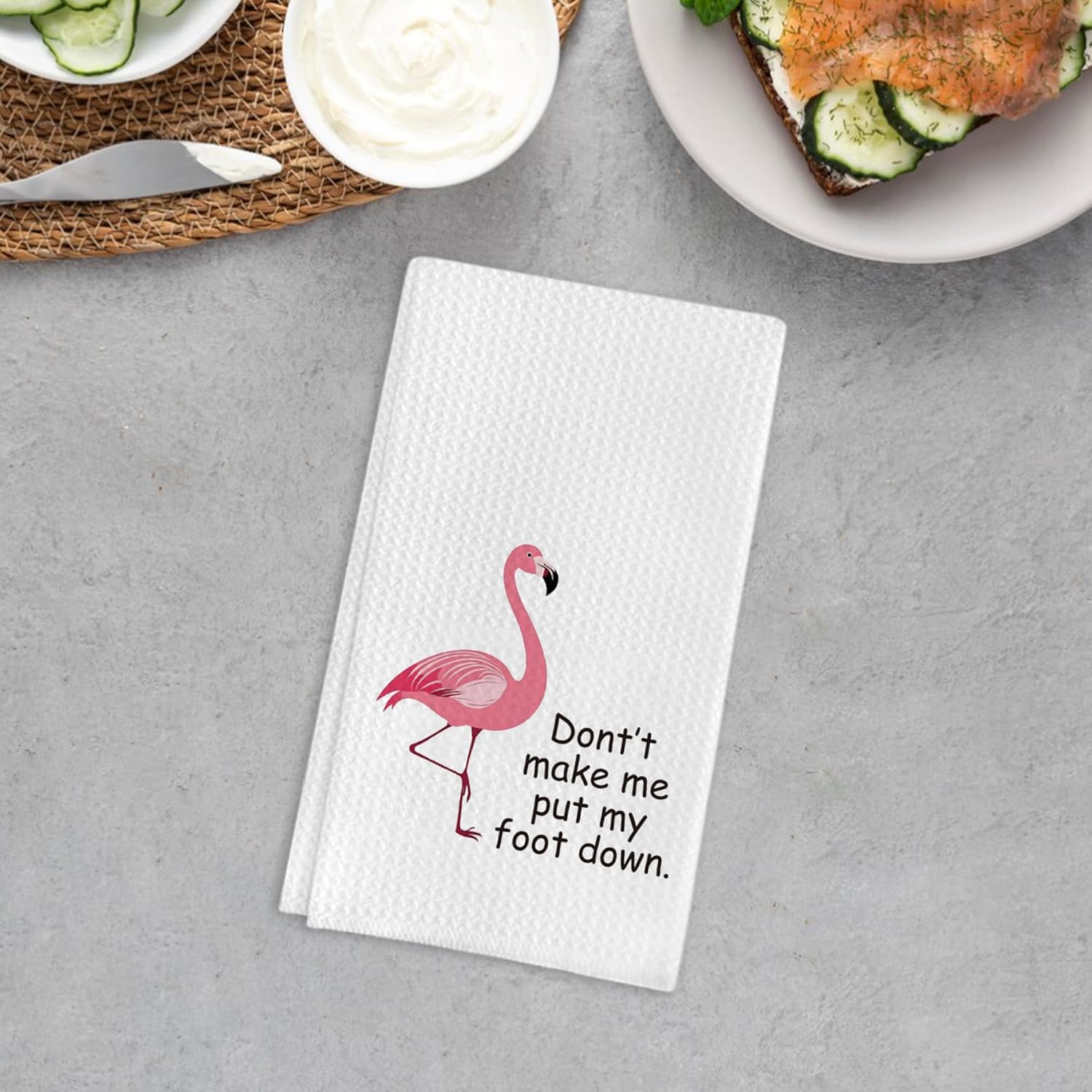 Funny Flamingo Design Kitchen Towels - Waffle Weave(16x24 Inches) - Image 4