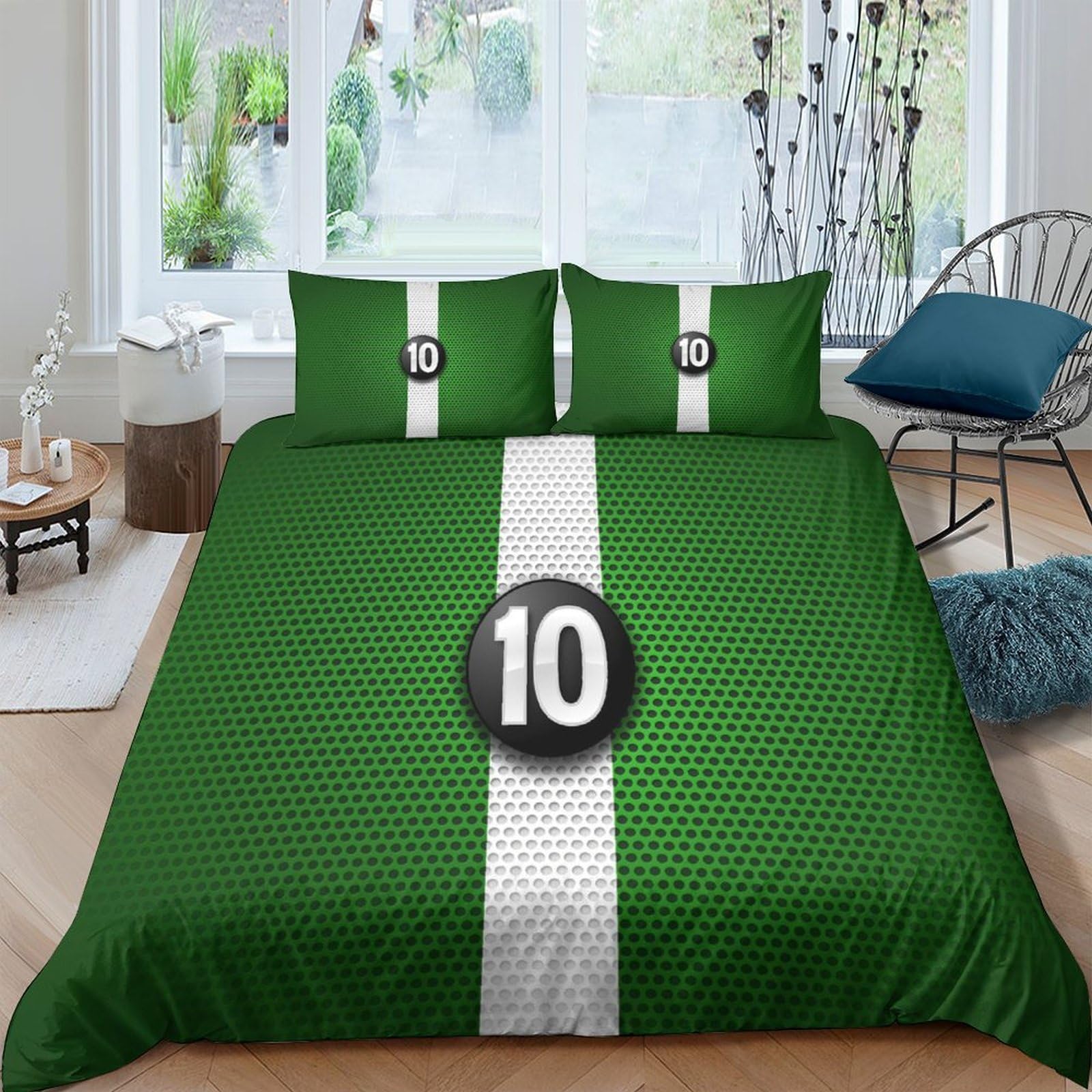 Ctjqhvkz Style-4 3D Printed Soccer Field Fitted Sheet Microfiber Green Sport Jersey 10 Bed Cover For Bedroom Dorm Mattress Protection Single（135X200cm）