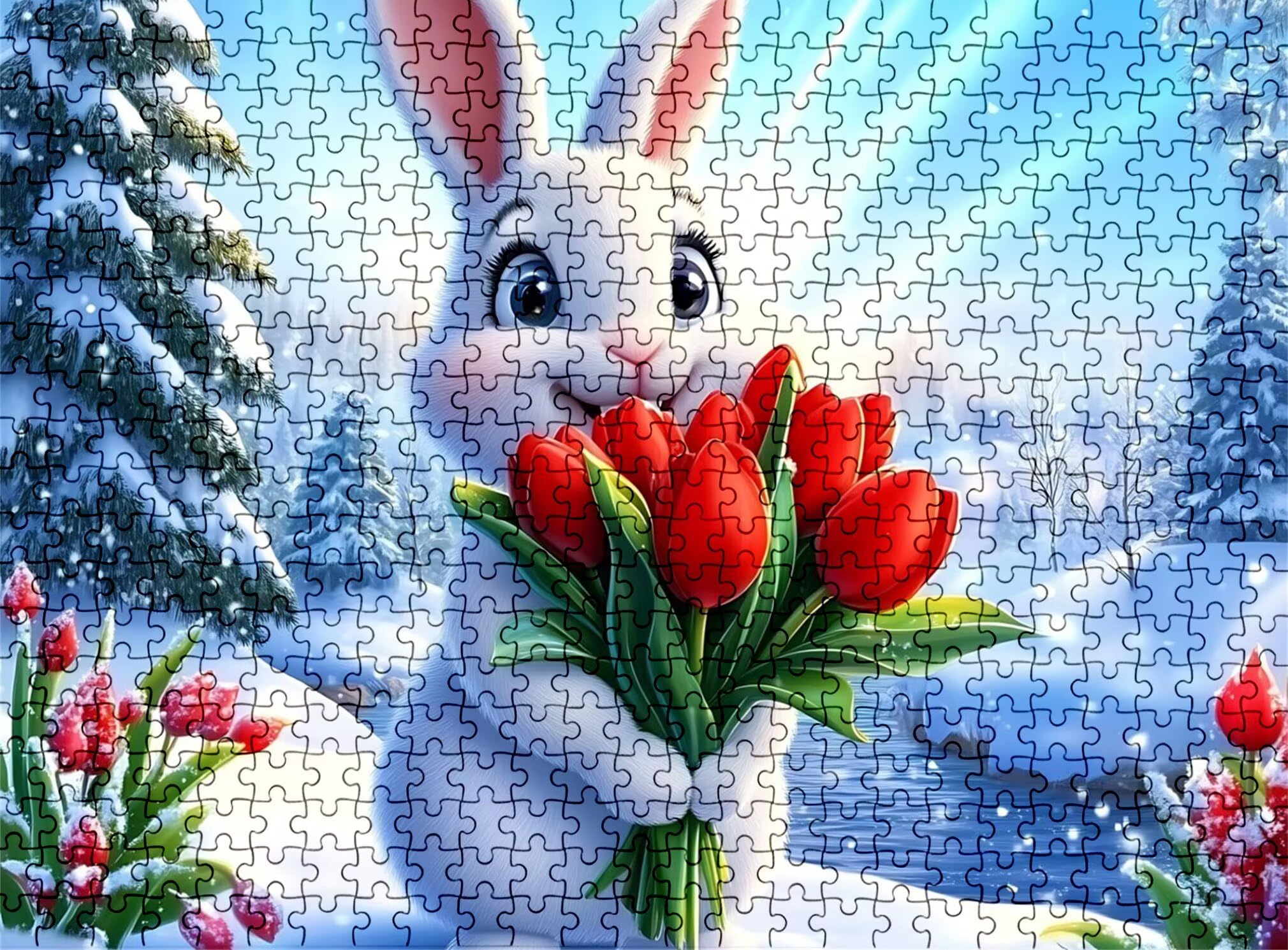 Puzzle 3000 Teile, Holzpuzzle Erwachsene - Impossible Puzzle 122 x 81 cm niffliges Denkspiel & Denksport für Frauen & Männer, Familienspiel für Spieleabende,Geschenk für Frauen Tier Kaninchen-2 w0-173