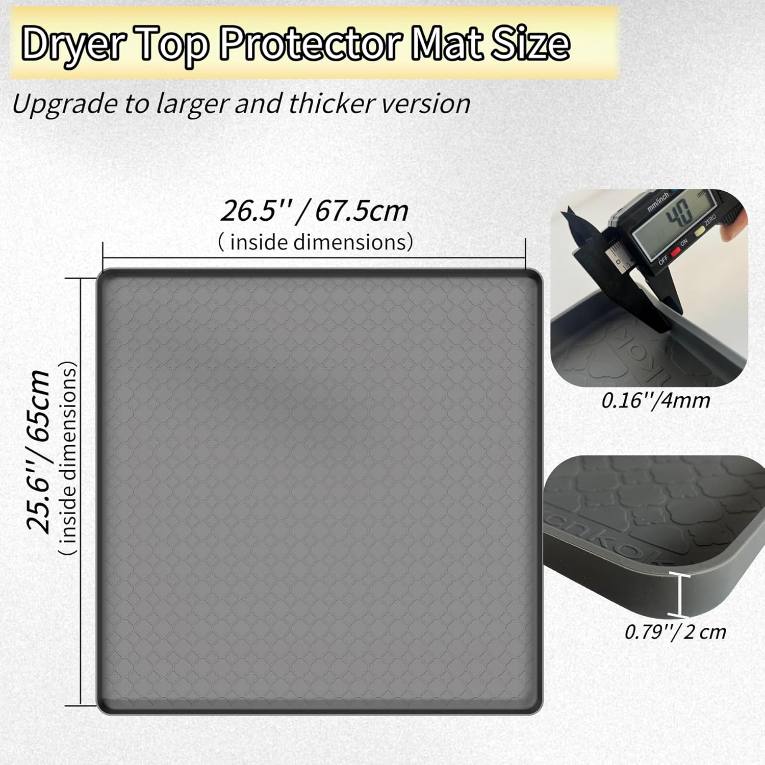washer and dryer covers for the top - 26.5''x 25.6'' silicone washing machine front load protector mat - non-slip waterproof dustproof mat ideal for laundry kitchen - gray 2 pack 26.5''x 25.6'' - 2pcs
