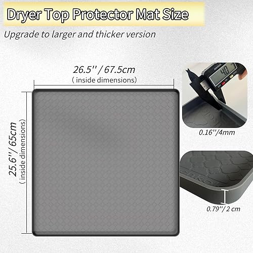 Miniatura 2 de Fundas para lavadora y secadora para la parte superior, 26.5 x 25.6 pulgadas, alfombrilla protectora de carga frontal de silicona para lavadora,