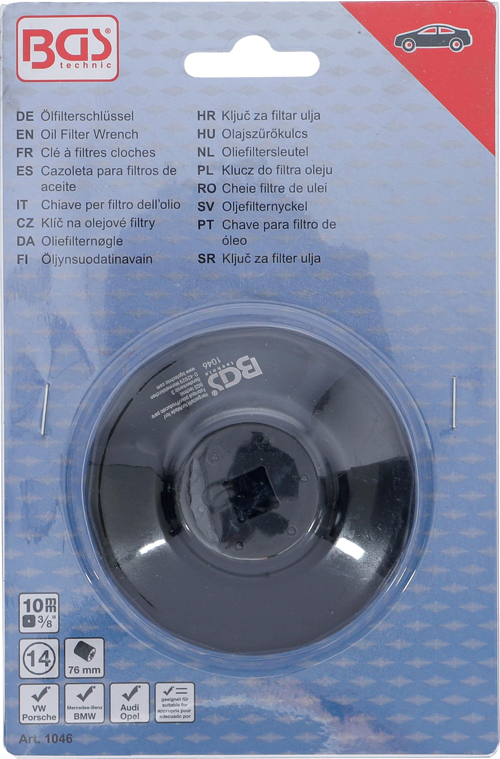 BGS 1046 Chiave per filtro dell'olio 14 lati Ø 76 mm per VW Porsche Mercedes-Benz BMW Audi Opel