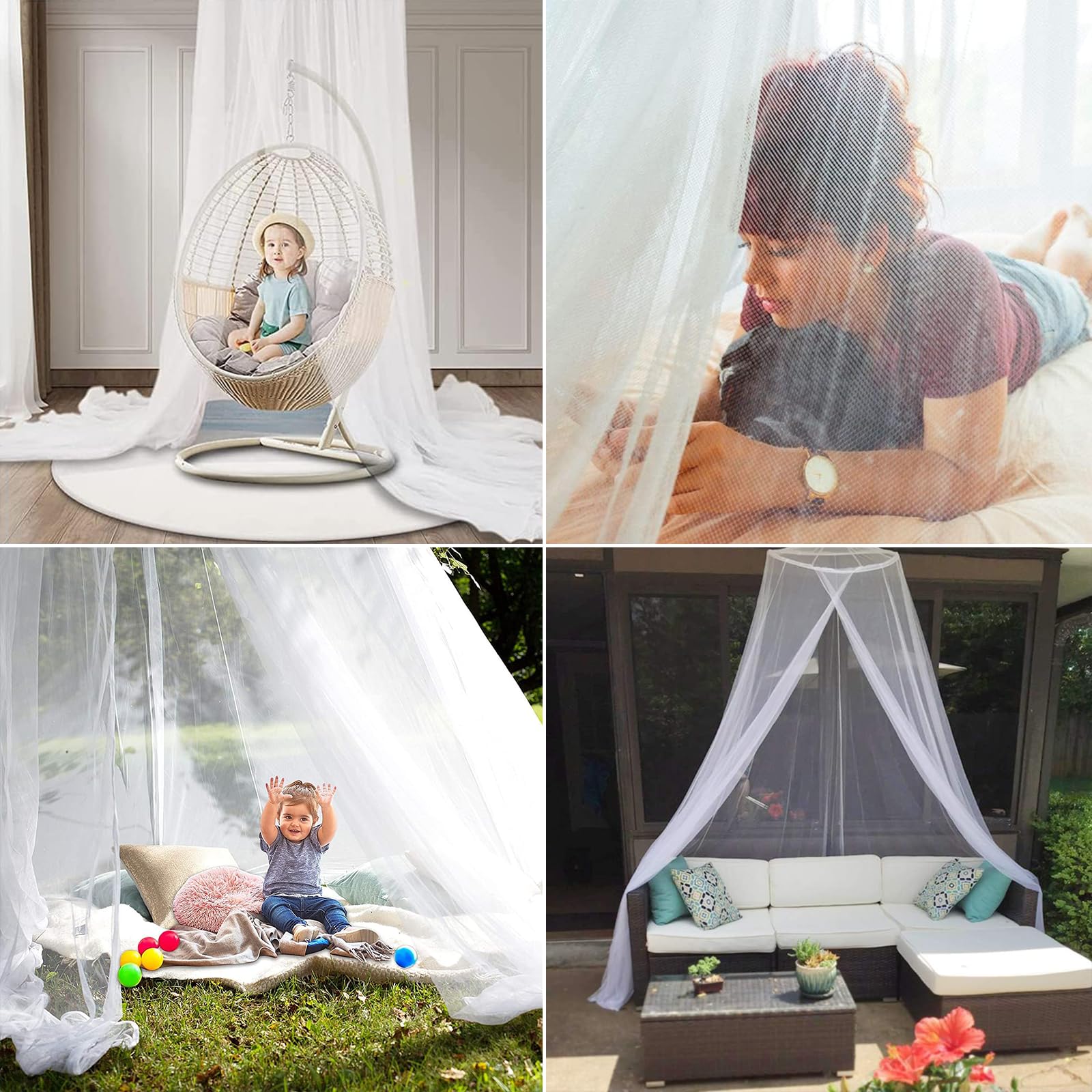 Mosquitero Grande Universal con Diseño de Cúpula Mosquitero 0.6 X 2.5 X 12m | Portátil Ultraligera Para Interiores y Exteriores Ideal para Camping Viajes y Uso Doméstico Blanco