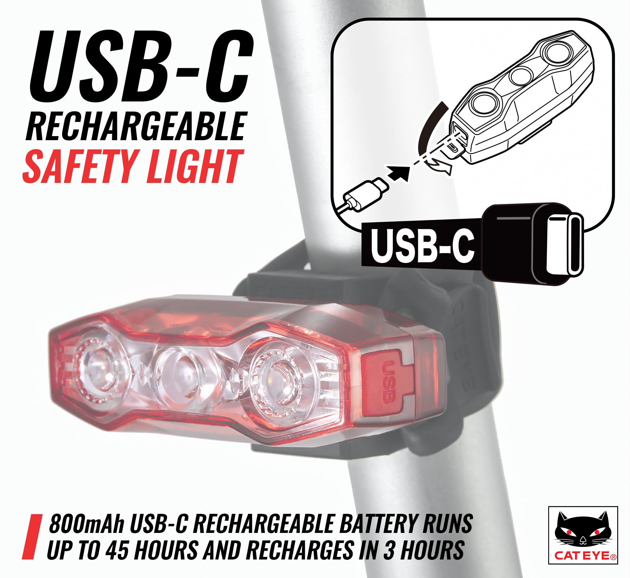 CATEYE – ViZ Lampe de sécurité diurne Rechargeable par USB