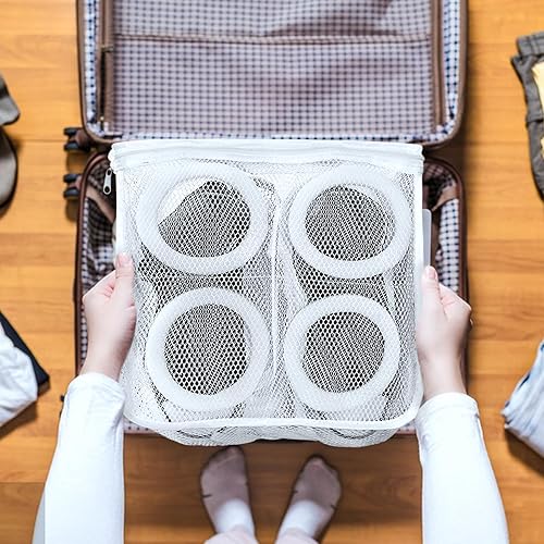 Miniatura 6 de Yonchic Bolsa de lavandería de 2 piezas para zapatos bolsa de lavandería de malla duradera y reutilizable con cremallera bolsa de organización de